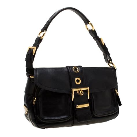 elcante black leather prada bag with buckle handle tote|Black Large Leather Tote Bag With Buckles .